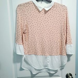 Elle pink top polka dots sz M